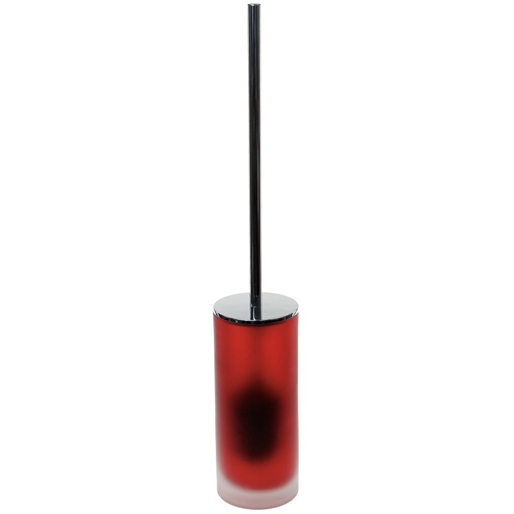 Gedy TI33-06 Red Toilet Brush Holder in Glass and Polished Chrome Steel